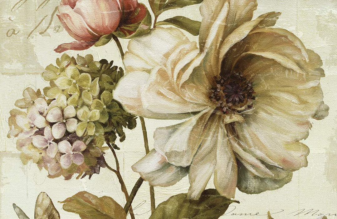 Vintage Botanical Floral Mural Wallpaper with Soft Pastel Hues and Elegant Style