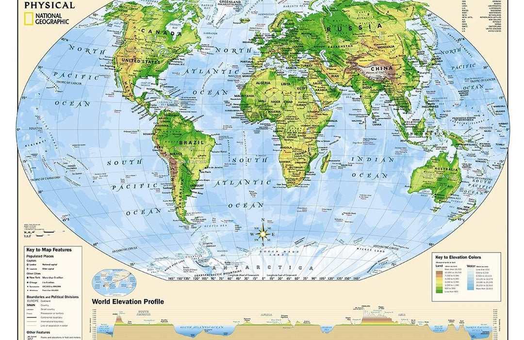 Vintage World Map Mural Wallpaper - Green and Blue Adventure Theme