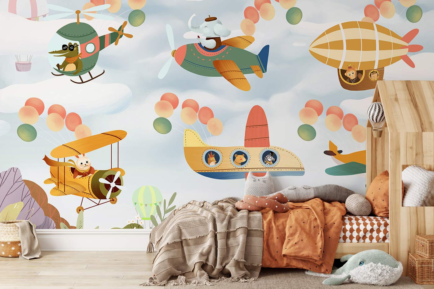 Animal Pilots Wallpaper Mural