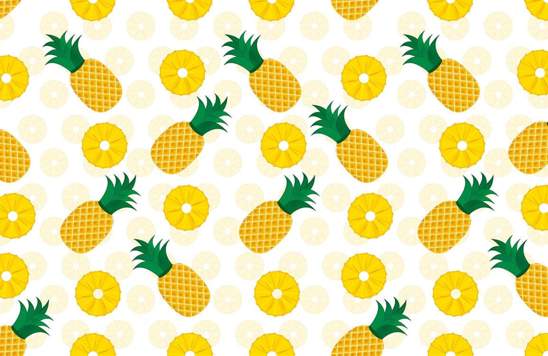 Tropical Pineapple Pattern Wallpaper - Vibrant Yellow, Green, and White Design
