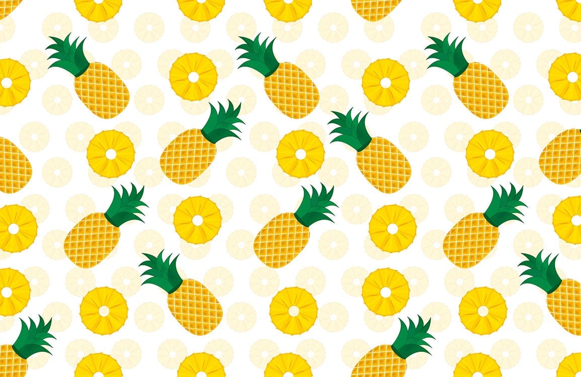 Tropical Pineapple Pattern Wallpaper - Vibrant Yellow, Green, and White Design