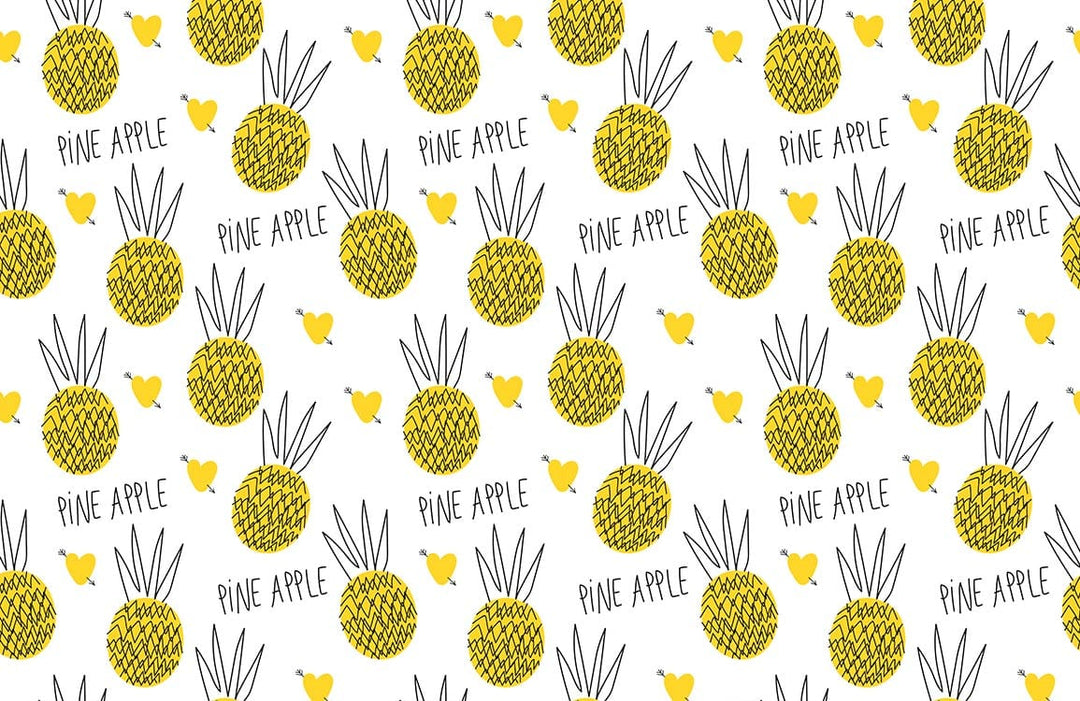 Tropical Pineapple Yellow Pattern Wallpaper - Modern Fruit Design Décor