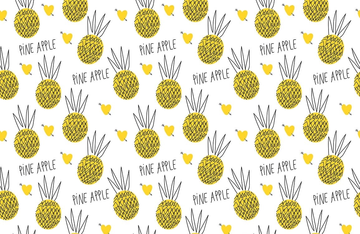 Tropical Pineapple Yellow Pattern Wallpaper - Modern Fruit Design Décor