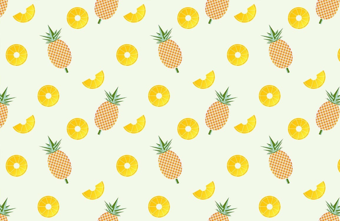 Vibrant Pineapple Delight: Tropical Fruit Pattern Wallpaper in Refreshing Yellow