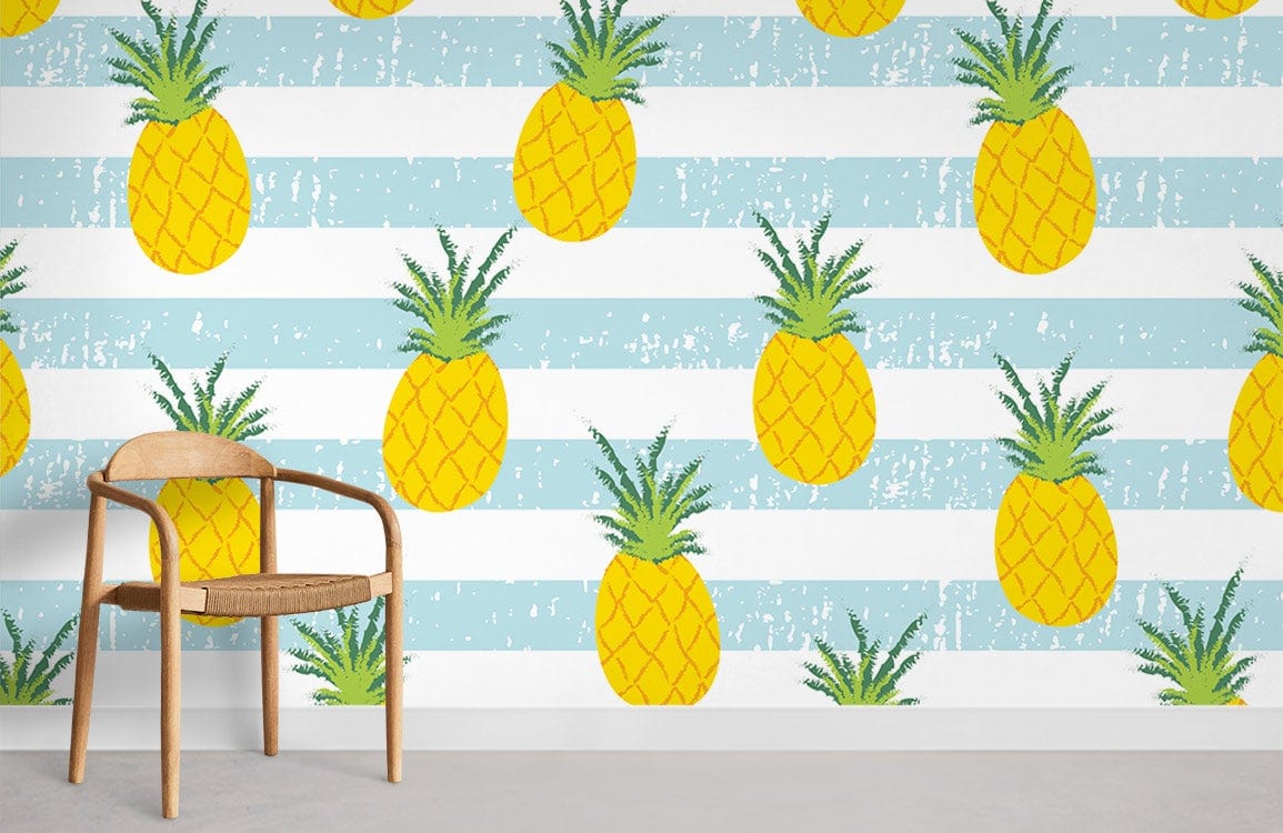 Repeat Pineapple Mural Wallpaper Room