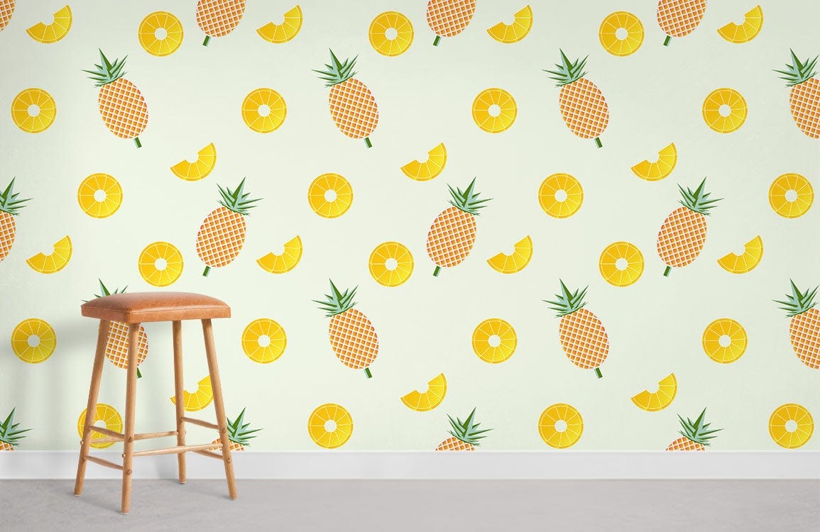 Sliced Pineapple Mural Wallpaper Room
