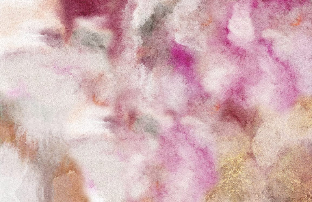 Dreamy Watercolour Mural Wallpaper in Soft Pink and Beige Abstract Clouds