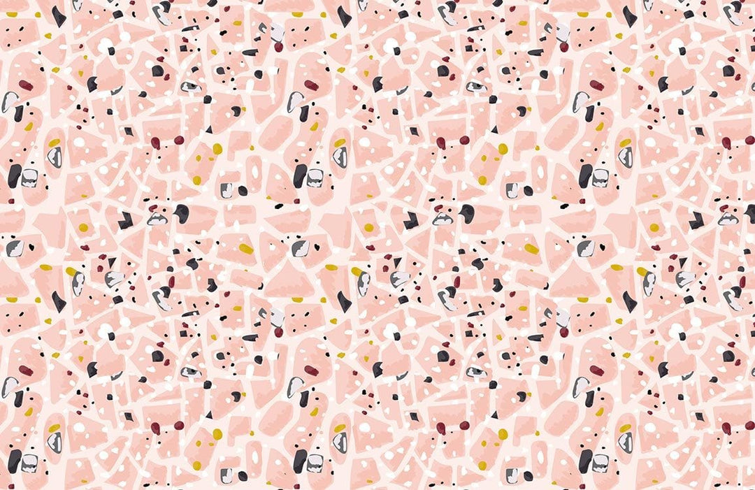 Abstract Pastel Pink and White Geometric Patterned Wallpaper Décor Design