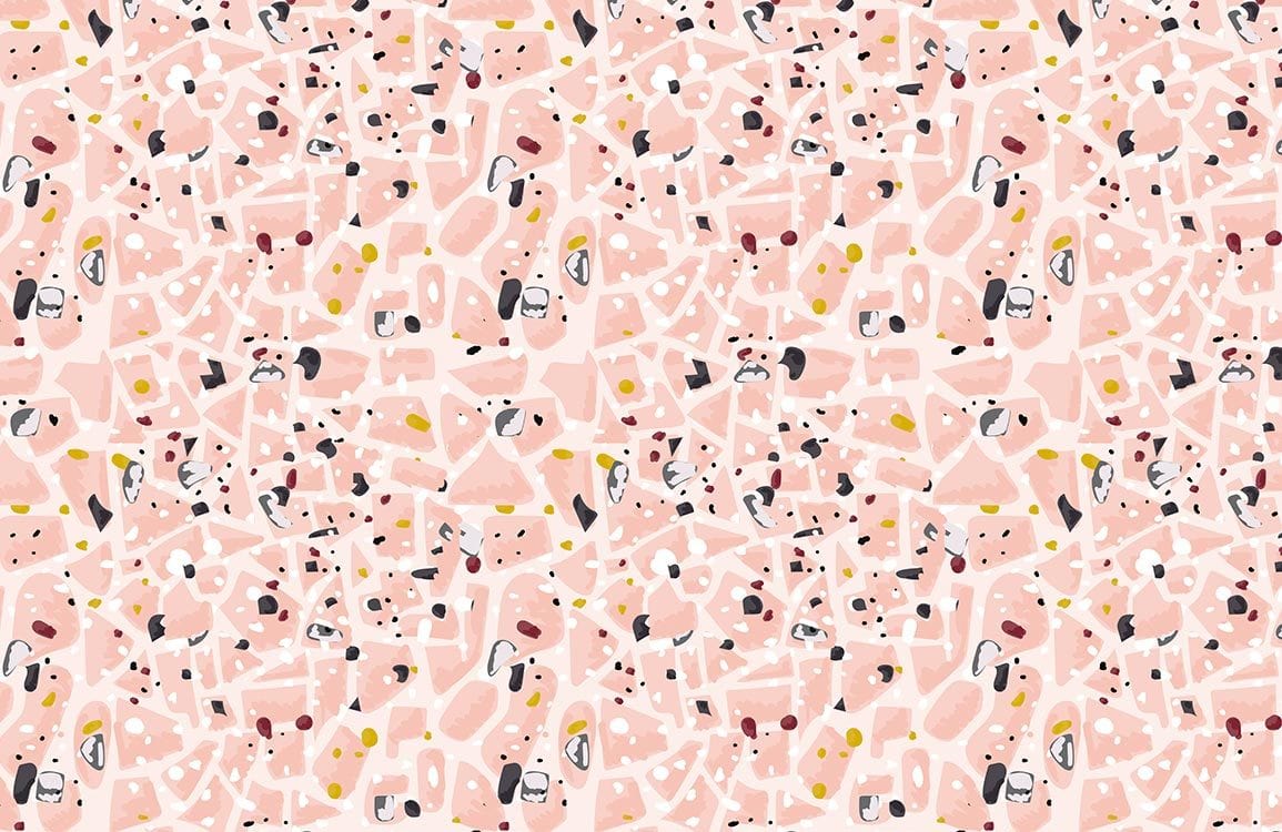 Abstract Pastel Pink and White Geometric Patterned Wallpaper Décor Design