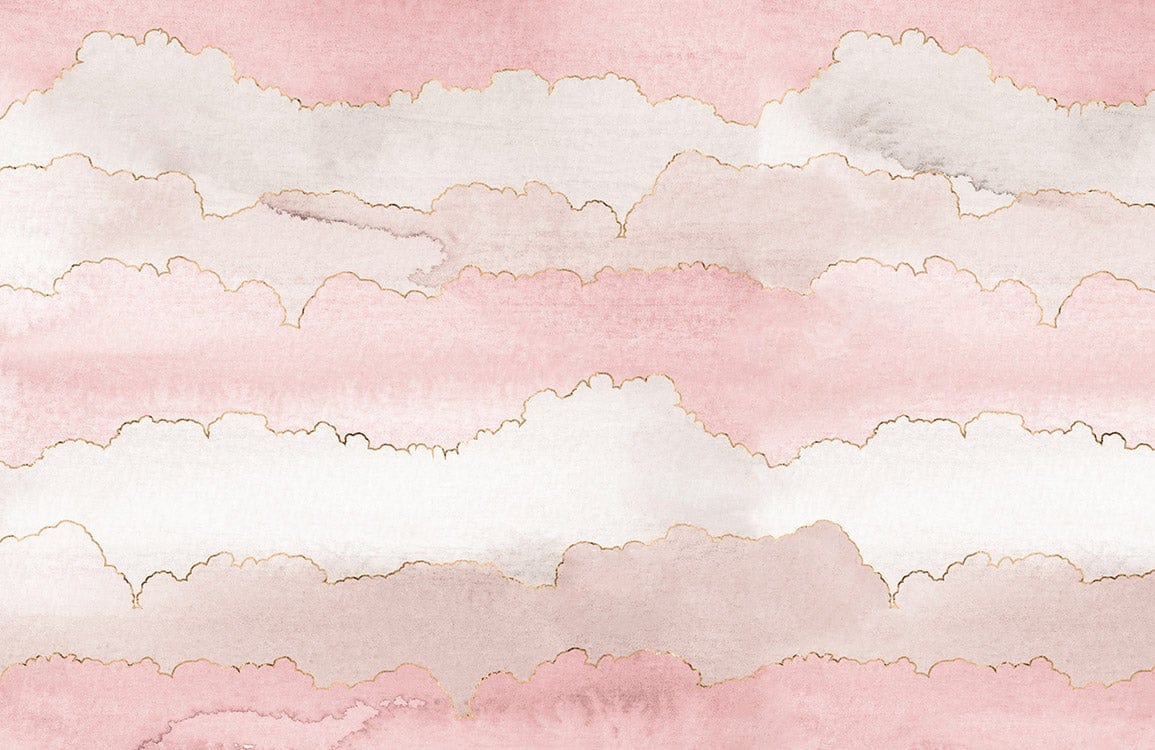 Elegant Blush Pink Watercolour Clouds: Premium Mural Wallpaper for Interior Décor