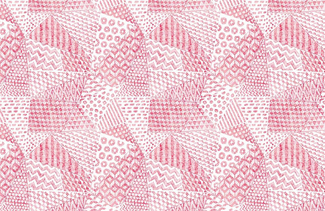 Vintage Patchwork Red Geometric Pattern Wallpaper for Modern Interiors