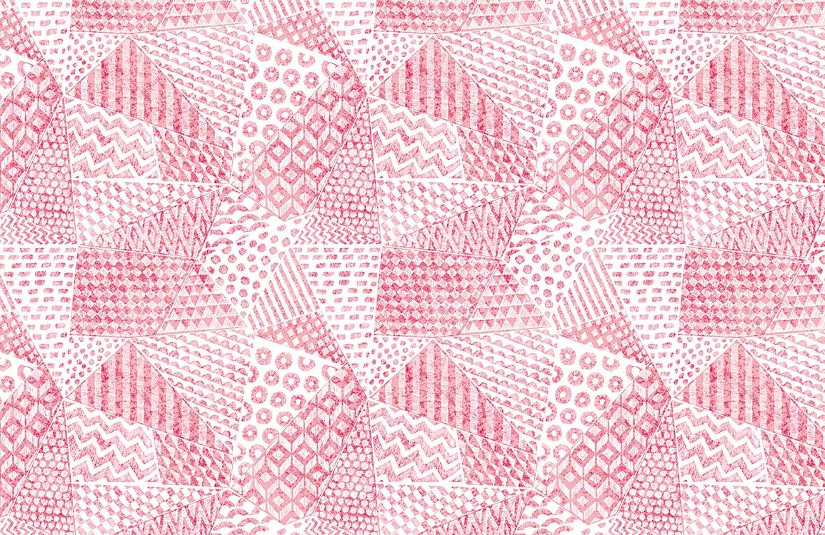 Vintage Patchwork Red Geometric Pattern Wallpaper for Modern Interiors