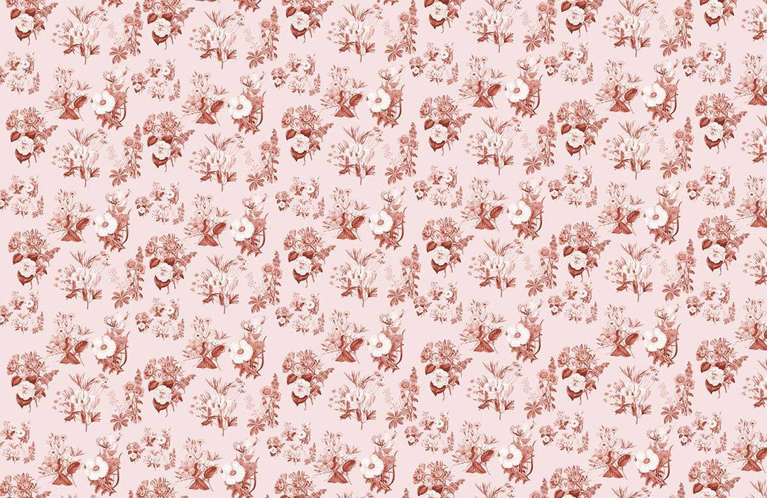 Vintage Botanical Pattern Wallpaper in Rose Pink Floral Design Elegance