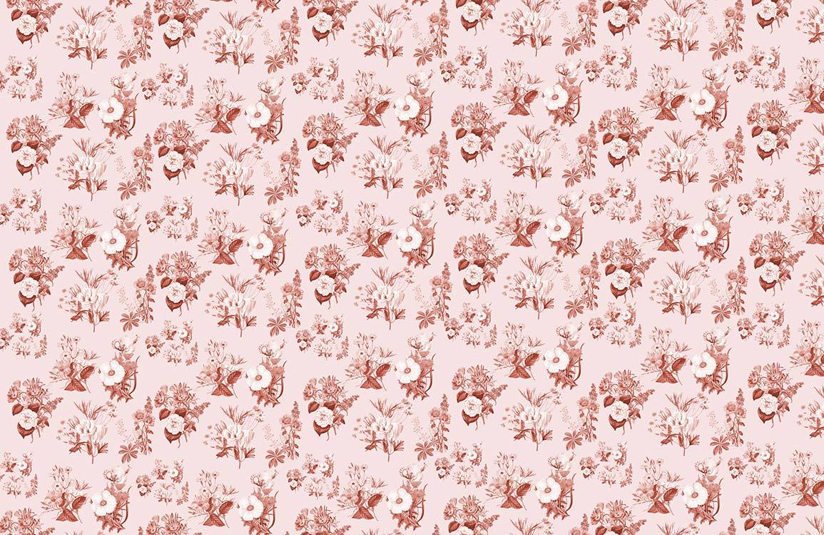 Vintage Botanical Pattern Wallpaper in Rose Pink Floral Design Elegance
