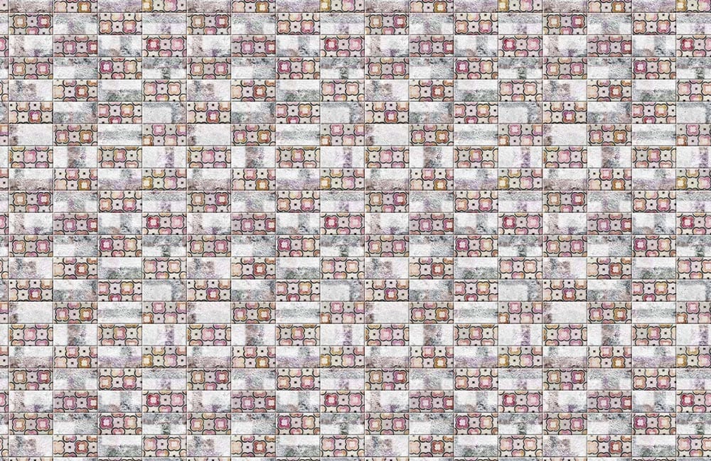 Vintage Patchwork Style Wallpaper with Muted Multicolour Geometric Design