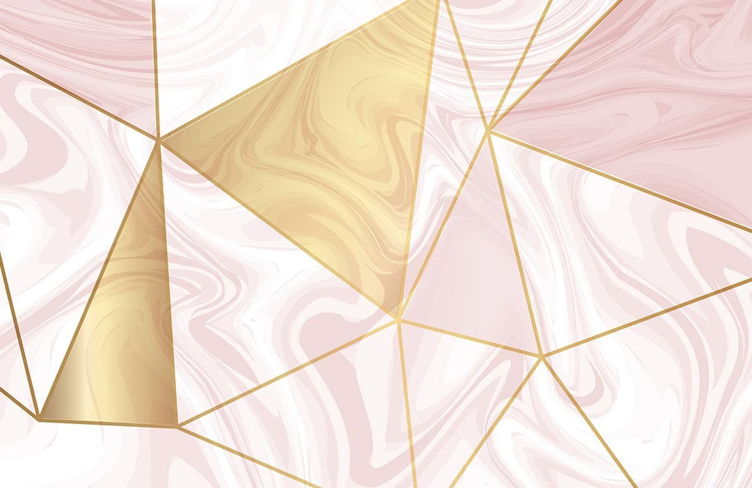 Geometric Gold and Pink Marble Art Deco Wall Mural Wallpaper