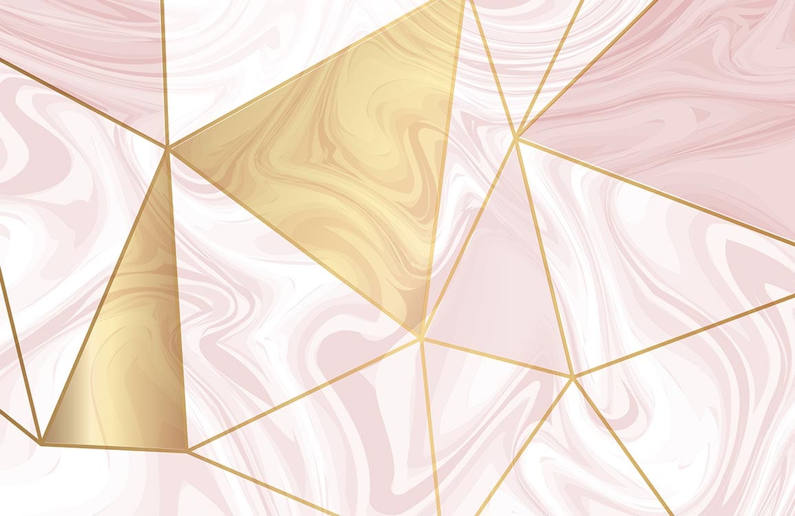 Geometric Gold and Pink Marble Art Deco Wall Mural Wallpaper