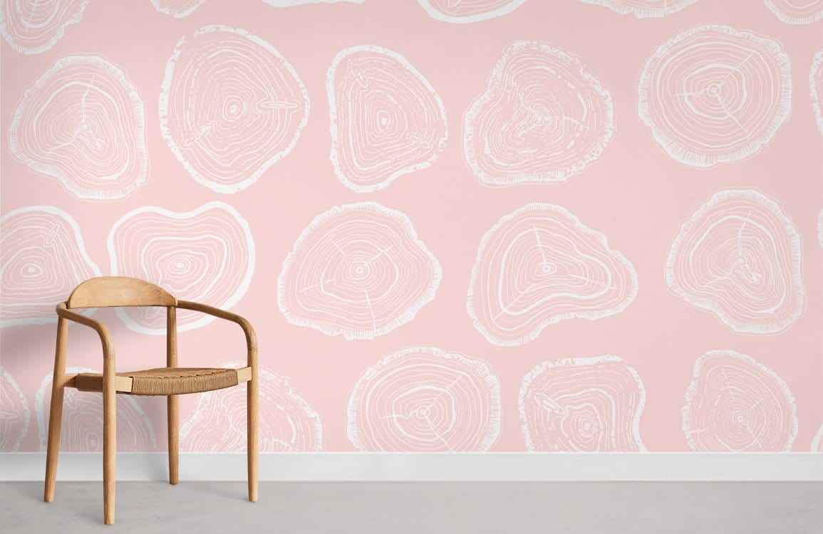 Pink Growth Ring Art Deco Wallpaper Mural