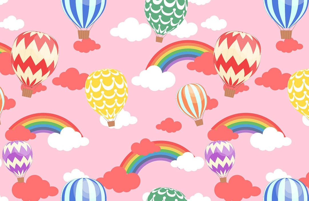 Colourful Hot Air Balloon and Rainbow Children's Bedroom Wallpaper Mural