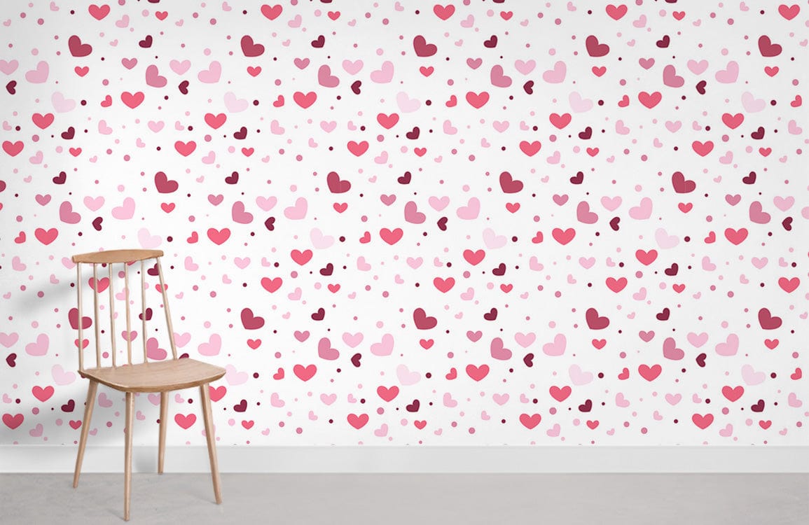 Pink Love Pattern Wallpaper Mural Room