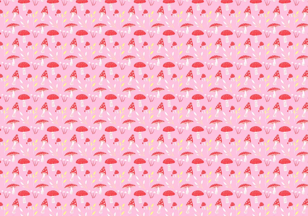 Pink Mushrooms Wallpaper Mural