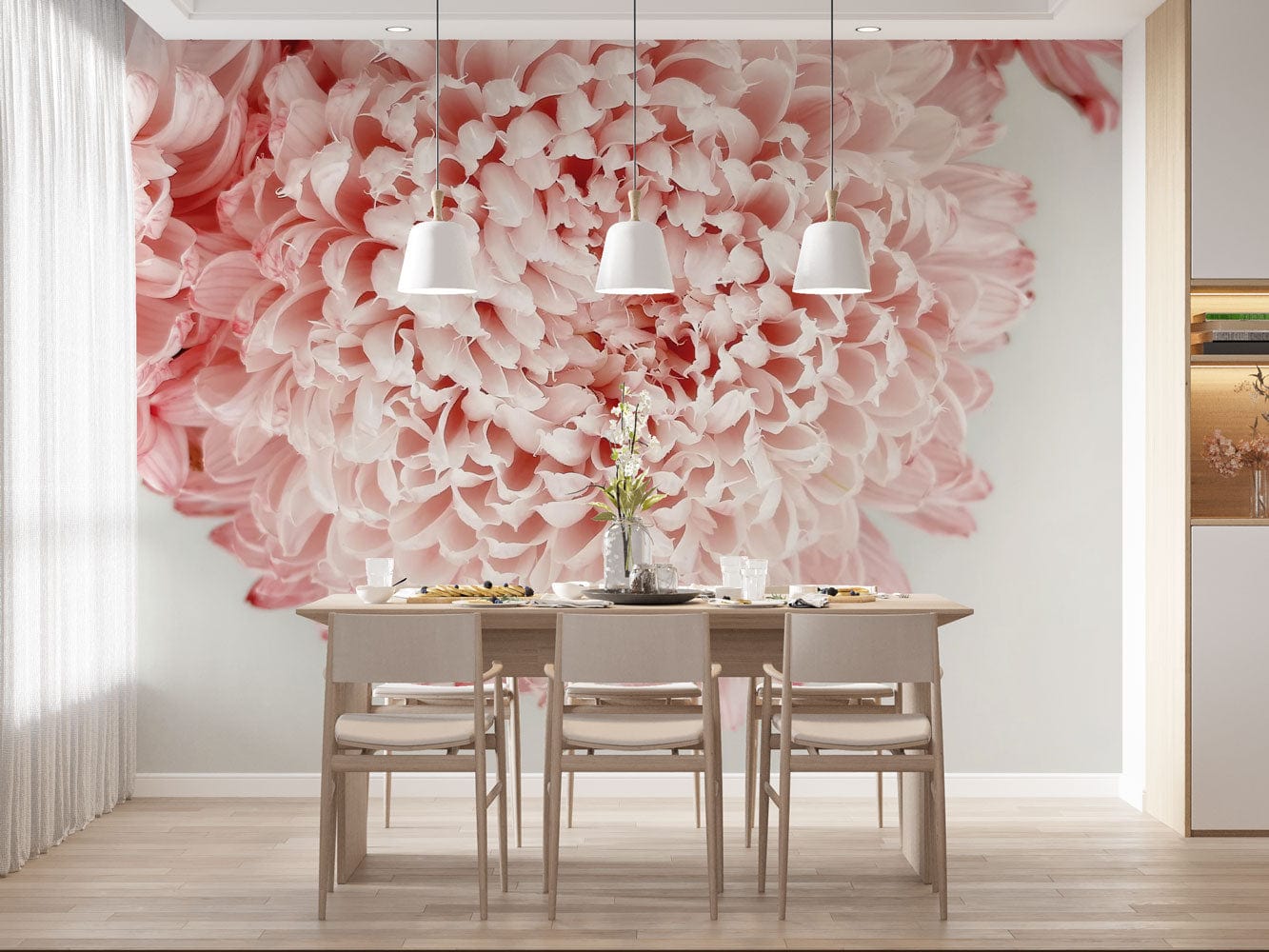 Pink Petals Blossom Wall Murals | 3D Flower Art Design