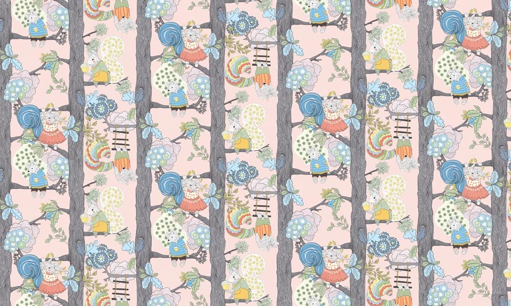 Whimsical Woodland Animals Children's Pastel Fantasy Wallpaper for Nursery Decor
