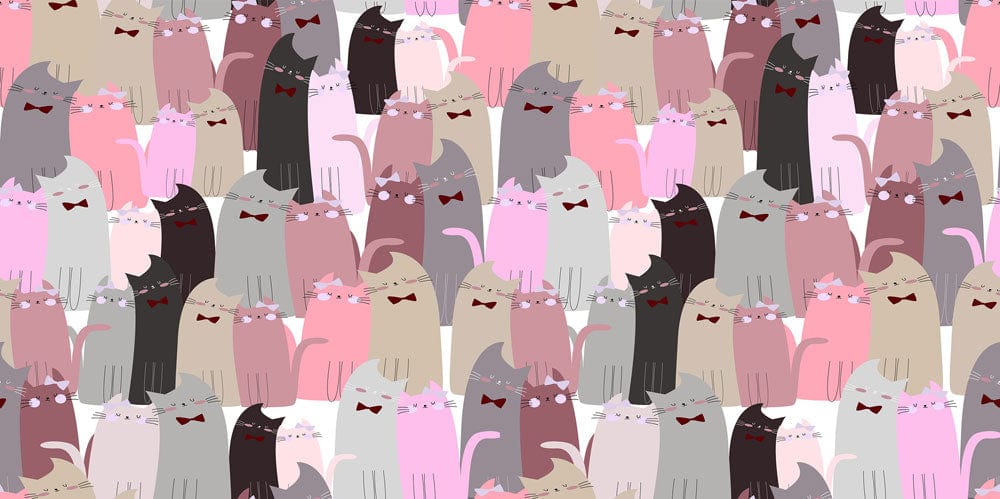 Charming Pastel Cats Repeated Pattern Wallpaper for Cosy Interiors Decor