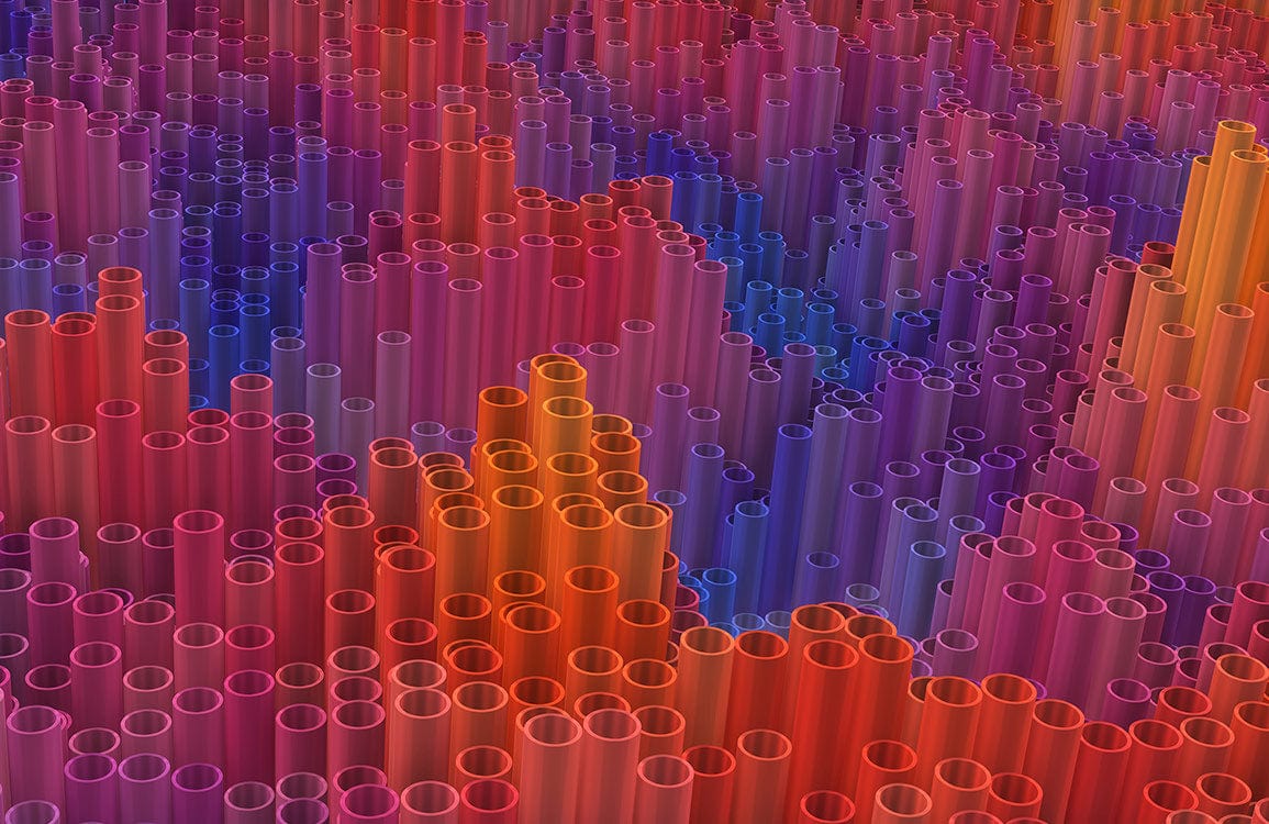Vibrant Abstract Cylinders Multicolour 3D Geometric Mural Wallpaper for Modern Spaces