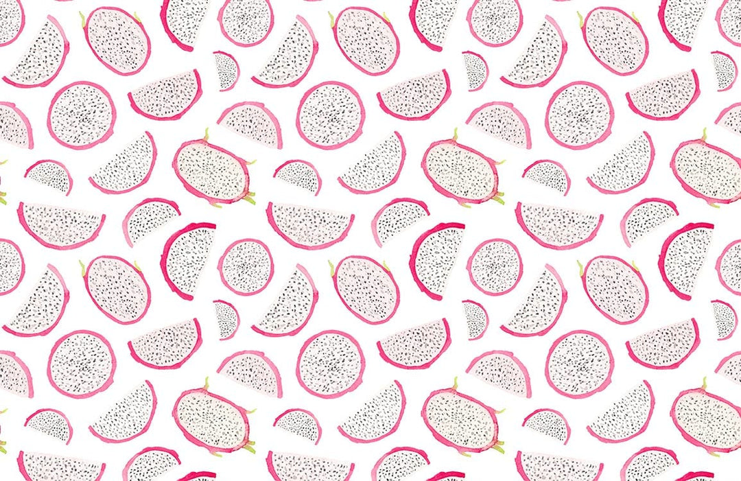 Vibrant Pink and White Dragon Fruit Pattern Wallpaper Mural Décor