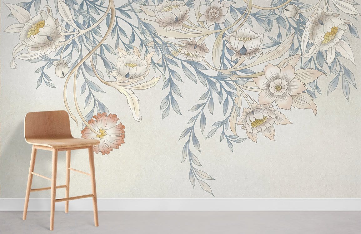 Plain Flowers Wallpaper Mural Room