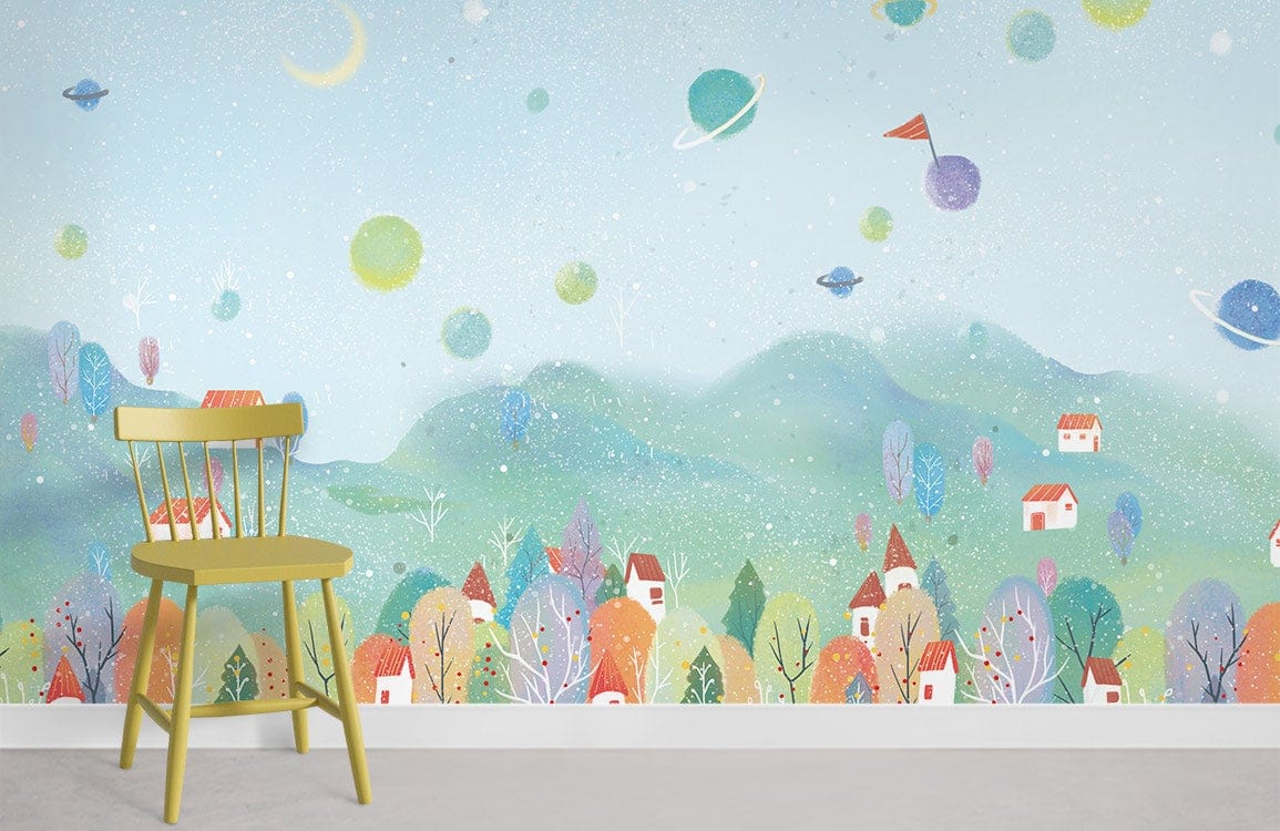 Planet in Sky Wallpaper Mural