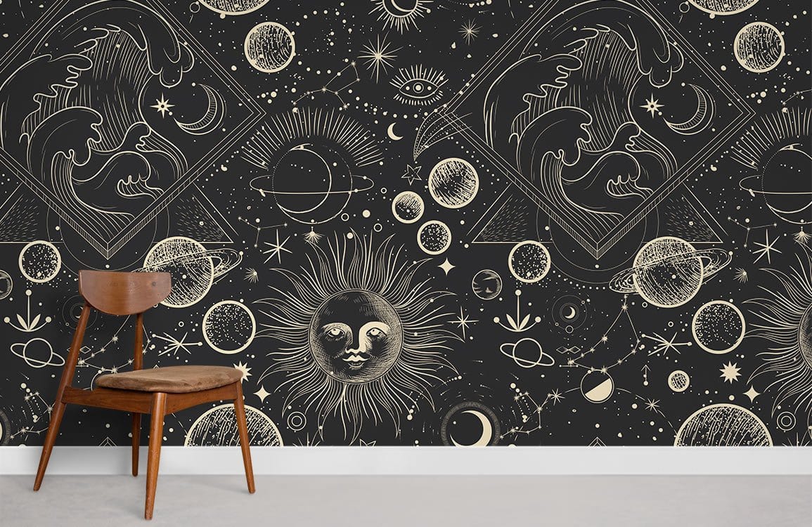 Planet Signs Pattern Wallpaper Mural Room