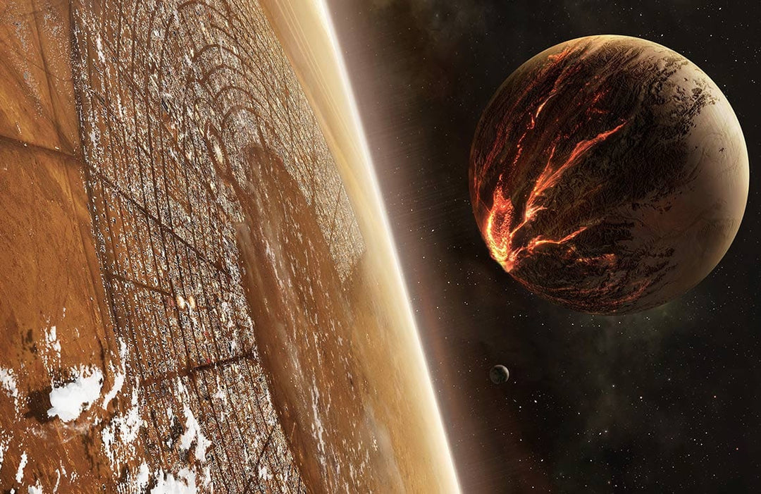 Fiery Cosmic Planet Landscape Mural Wallpaper - Sci-Fi Space Adventure Design