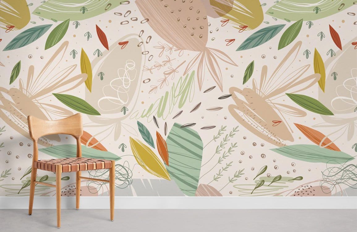 Abstract Plants Pattern Wallpaper Mural Room