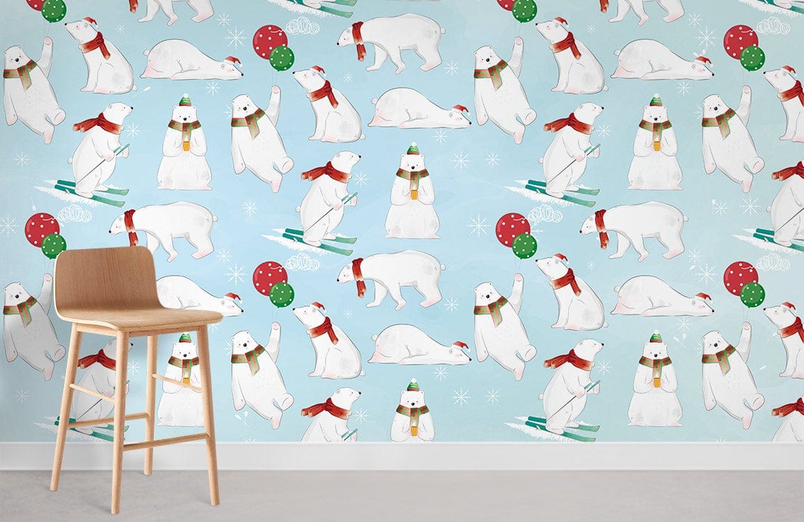Exercising Polar Bear Wallpaper Mural