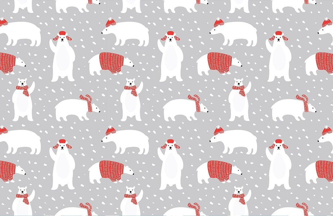 Cosy Polar Bears Grey Children's Winter Wonderland Wallpaper Design