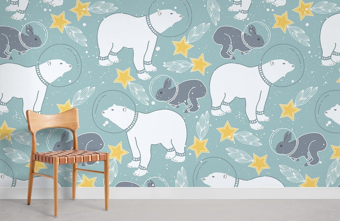 Polar Bear Rabbit Wallpaper Mural