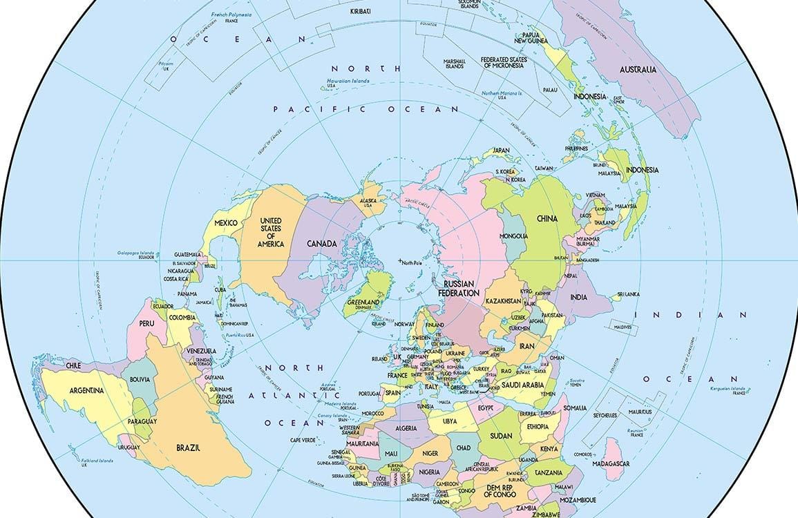 Colourful World Map Mural Wallpaper - Geographical Educational Home Décor Style