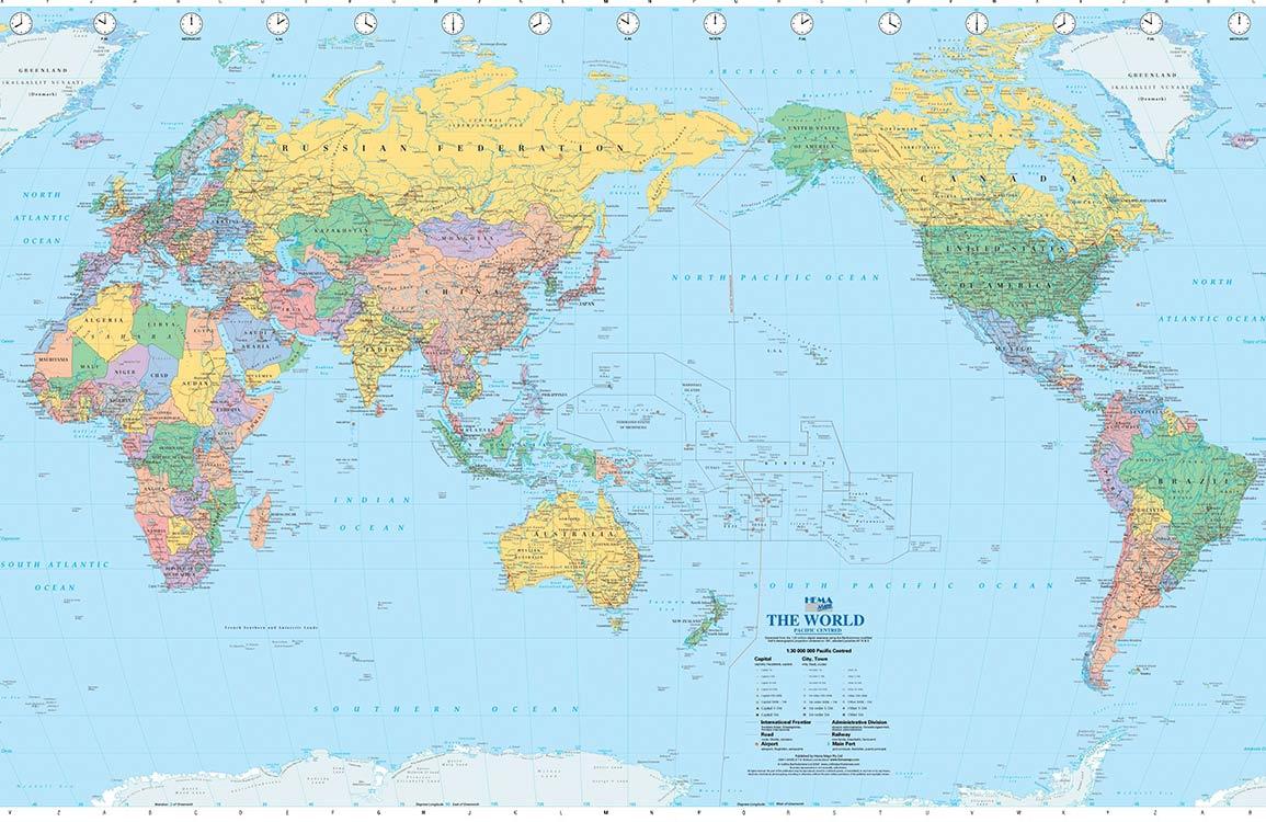 Vintage World Map Mural Wallpaper - Colourful Retro Globetrotting Décor Delight