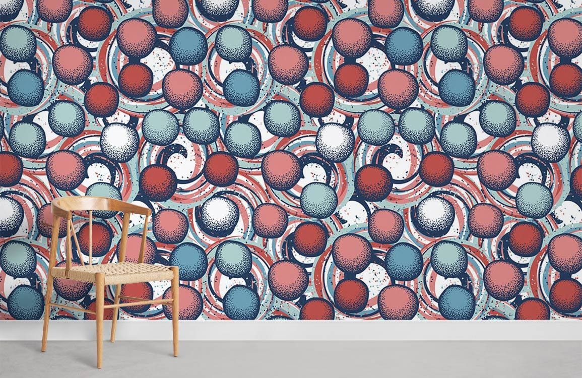 Polka Dot Pattern Mural Wallpaper Room