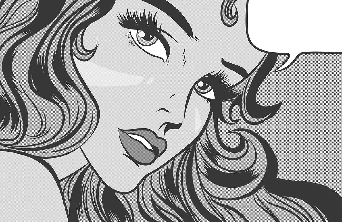 Monochrome Pop Art Comic Style Mural Wallpaper for Chic Interiors