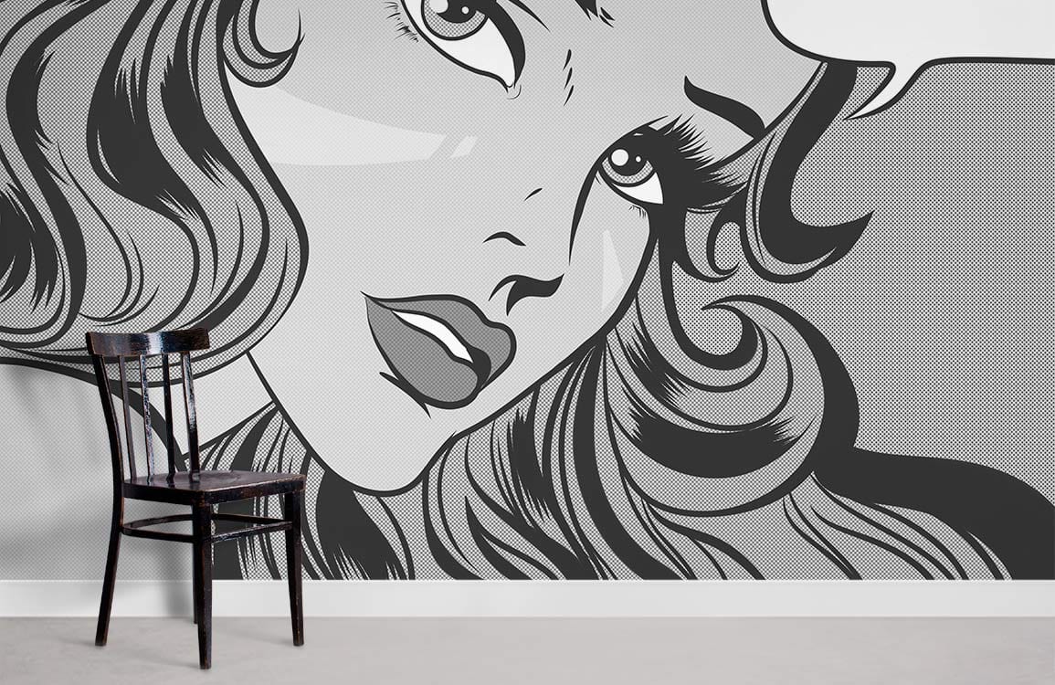 Pop Art Woman Mural Wallpaper Room