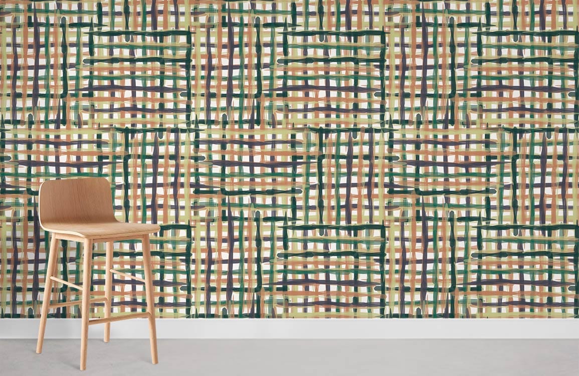 Preppy Stripe Pattern Mural Wallpaper Room