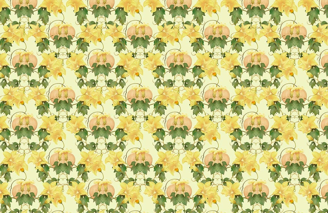 Elegant Yellow and Green Floral Pattern Wallpaper for Home Décor