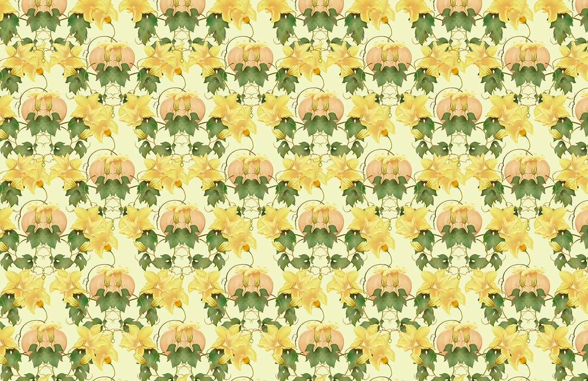 Elegant Yellow and Green Floral Pattern Wallpaper for Home Décor