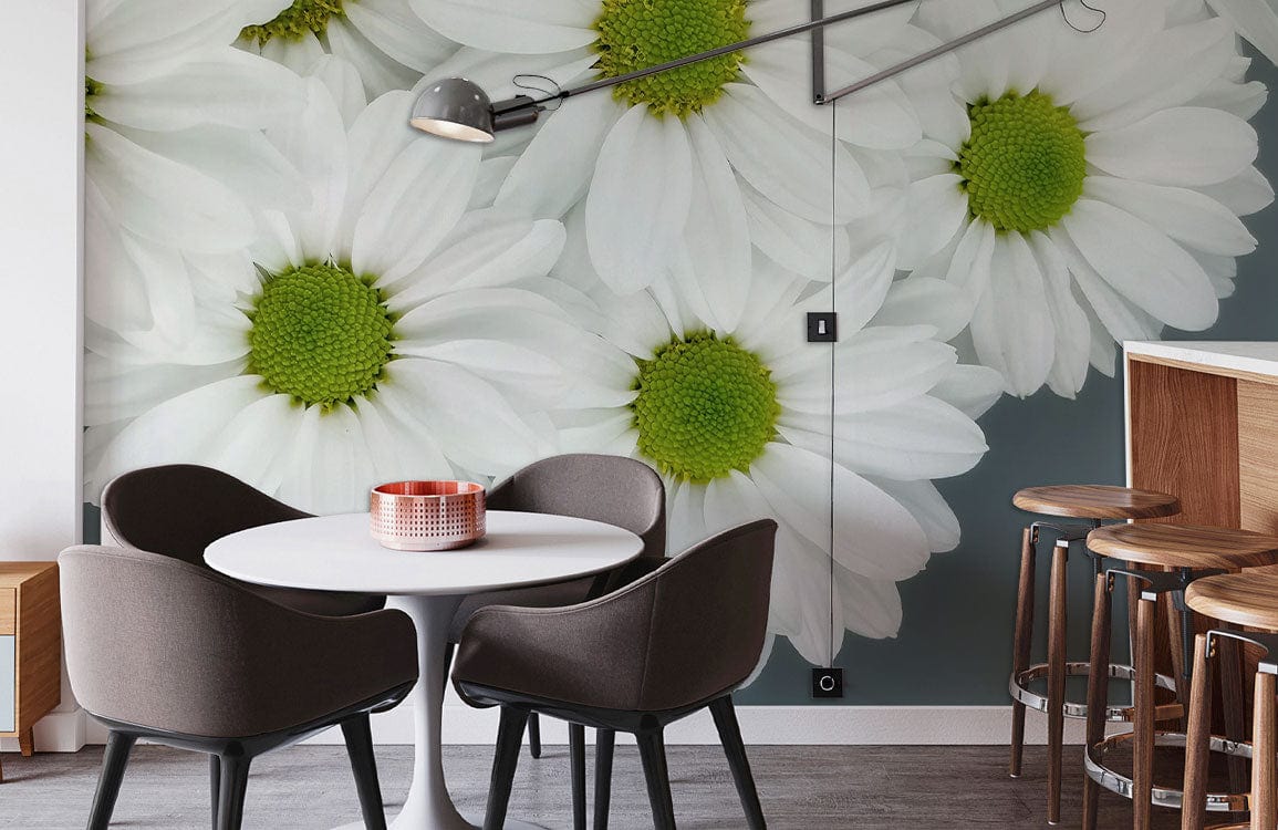 Elegant White Daisy Floral Wallpaper - Fresh Botanical Design for Interiors