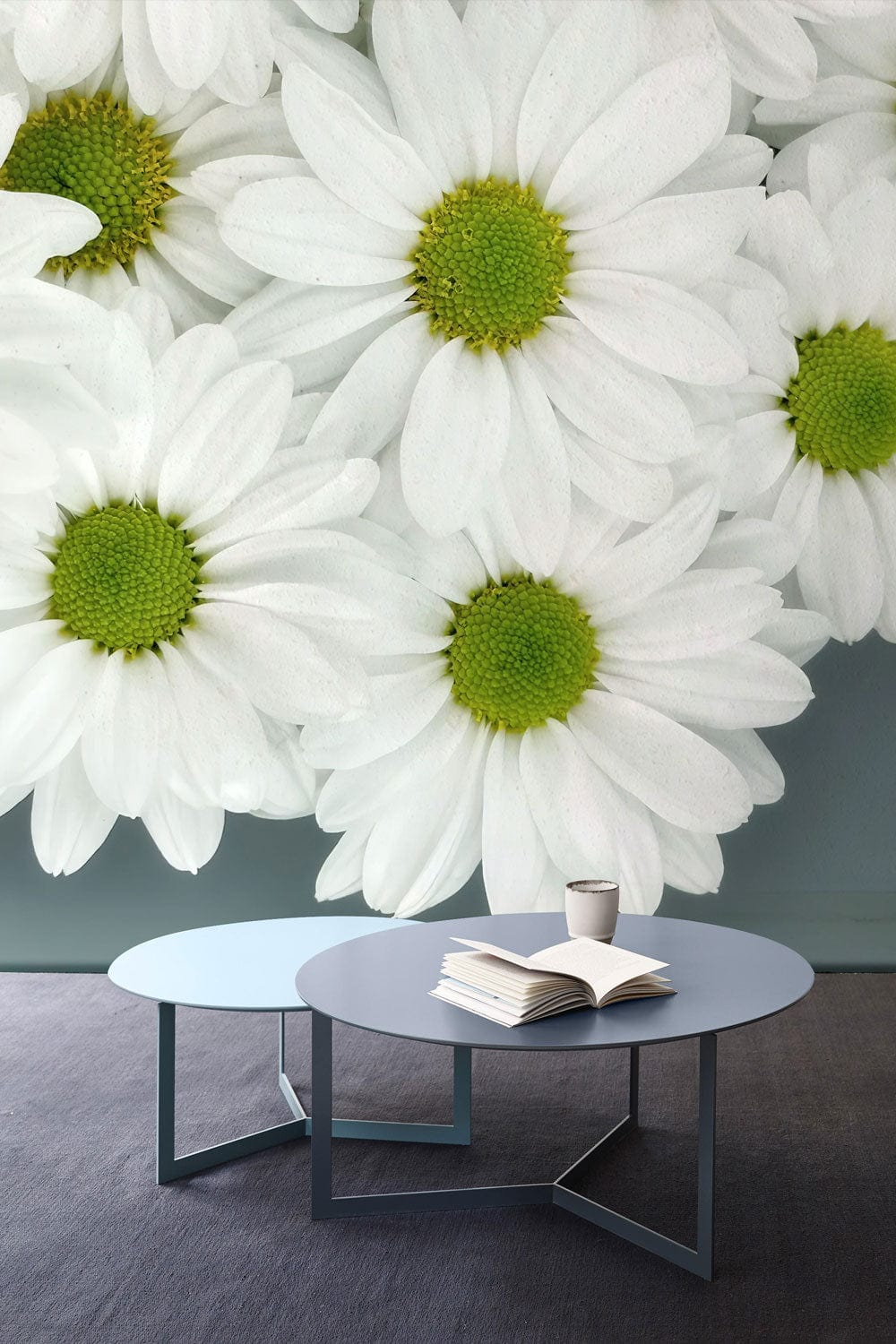 Elegant White Daisy Floral Wallpaper - Fresh Botanical Design for Interiors