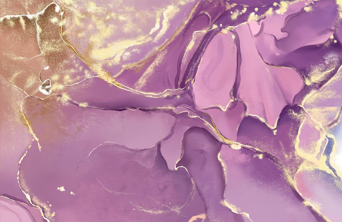 Elegant Lavender and Gold Marble Effect Mural Wallpaper for Chic Interiors
