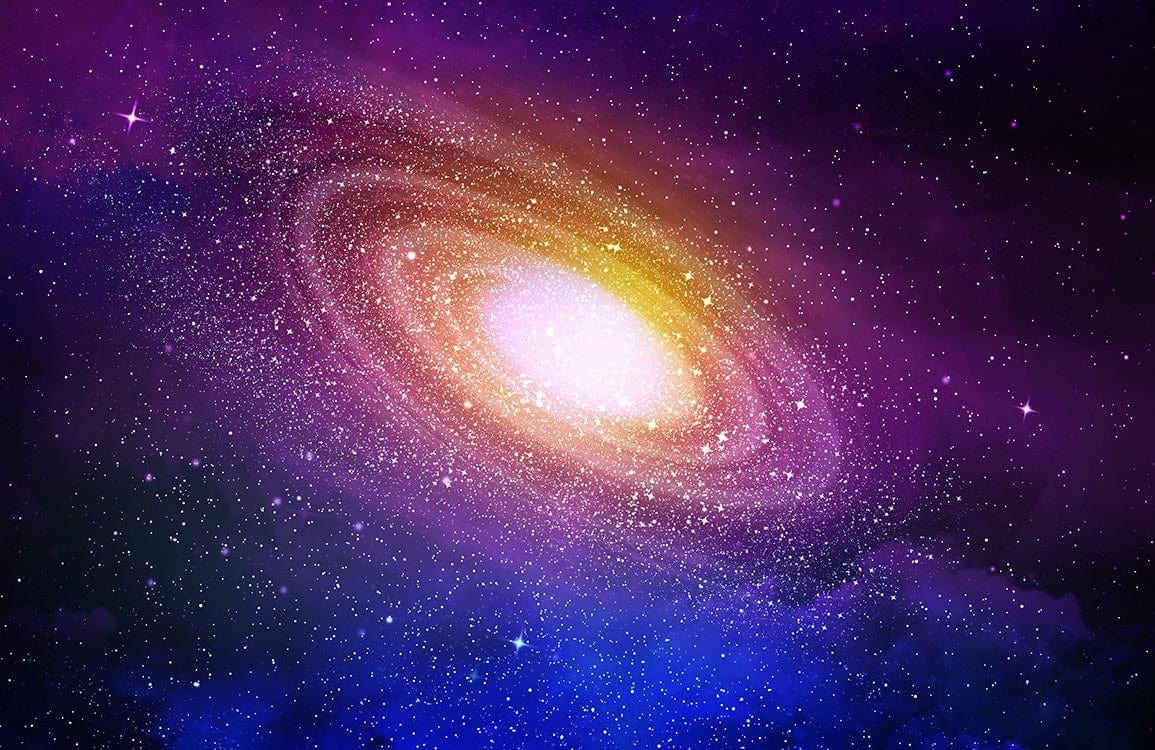 Stunning Cosmic Galaxy Mural Wallpaper in Vibrant Purple and Blue Tones